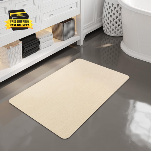 Bath Mat, Ultra Absorbent Quick Dry Bathroom Floor Mats-Rubber Non-Slip Thin Bat