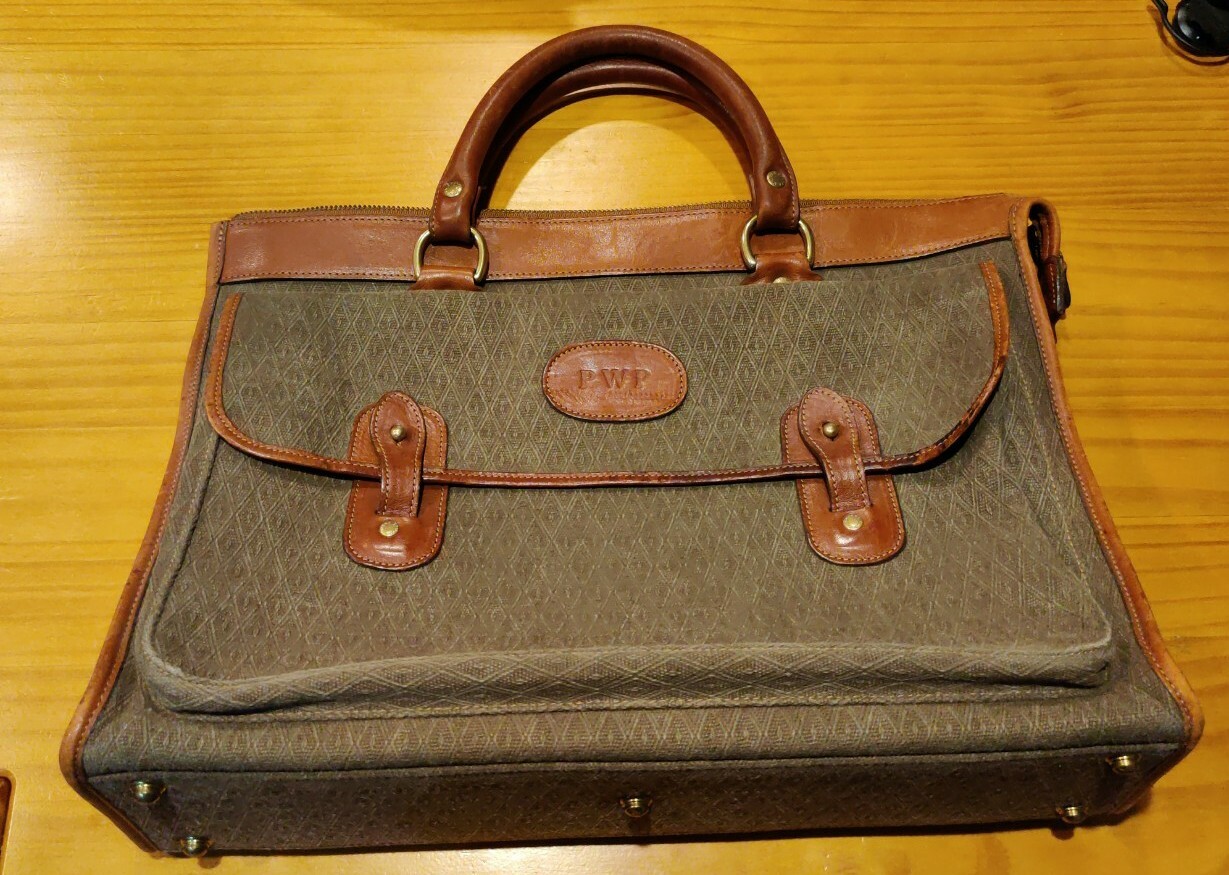 RARE Ghurka Fabric and Leather Briefcase Gem