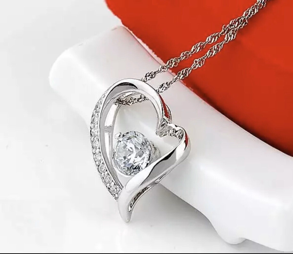 925 Sterling Silver Cubic CZ I Love You Open Heart Pendant