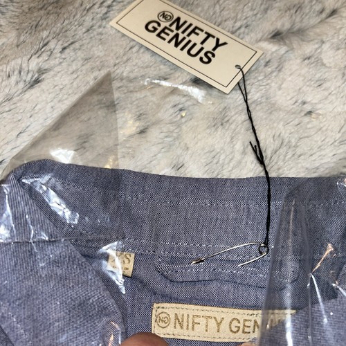 Nifty Genius Mens Size XS Blue Button Down Short Sleeve- NWT - Picture 2 of 5