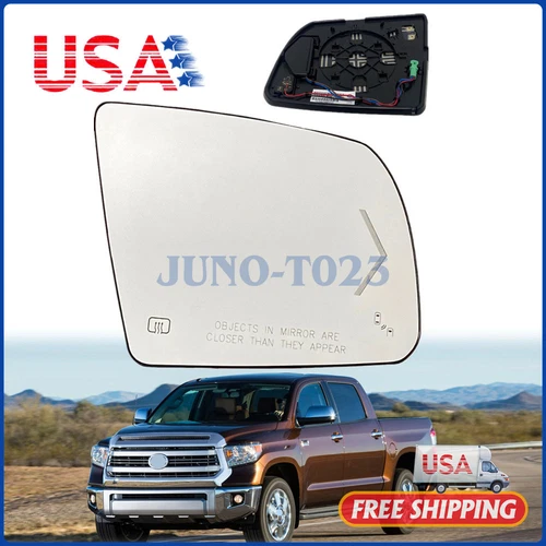 Side Mirror Glass for TOYOTA TUNDRA 2014-2017 w/BSM Heated Passenger RIGHT Side