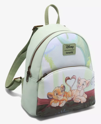 Loungefly Mini Backpack with Simba & Nala on Light Green Amazon.com | Wondapop Disney The Lion King Simba and Nala 11  main image 4