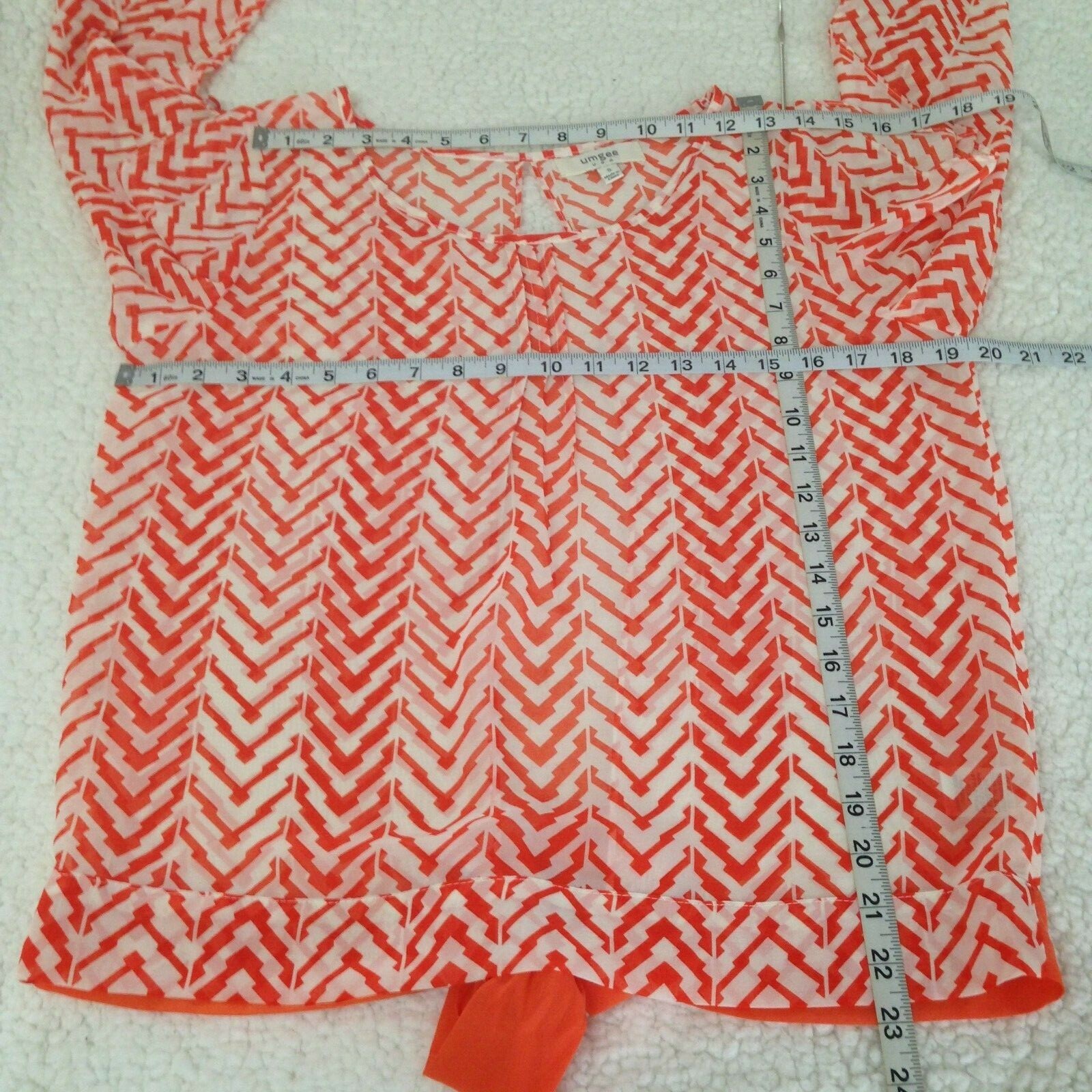 UMGEE Small White/Orange Sheer Split Back Split S… - image 5