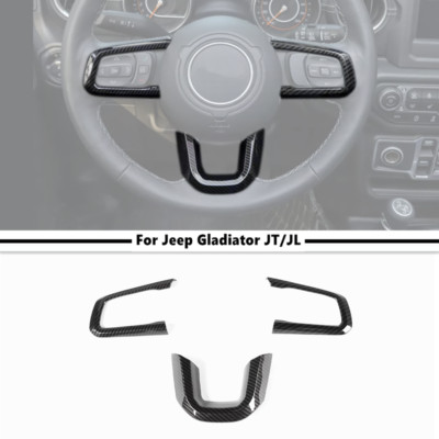 For Jeep Gladiator JT/Wrangler JL 2018-2025 Carbon Car Steering Wheel Cover Trim