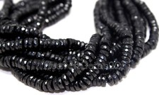 Natural Black Spinel Faceted Rondelle Heishi 6/7mm Gemstone Beads 8 Inch Long