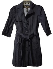 Vintage Forever Trench Coat Jacket S Womens Navy Blue Hand Picked Favorites Belt