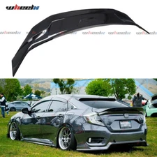 FOR 2016-2021 HONDA CIVIC SEDAN GLOSS BLACK HIGHKICK DUCKBILL TRUNK SPOILER LIP