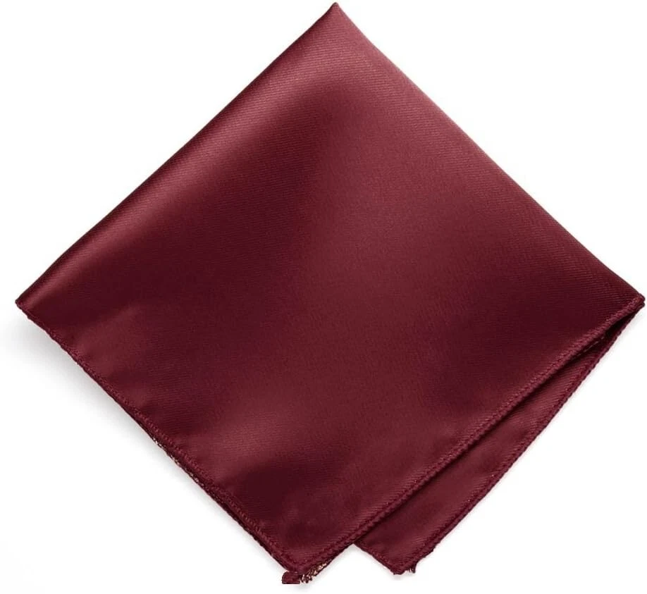 Men's Burgundy Solid Color Pocket Square 12x12in | Elegant Formal Accessory f... - Image 3 of 4
