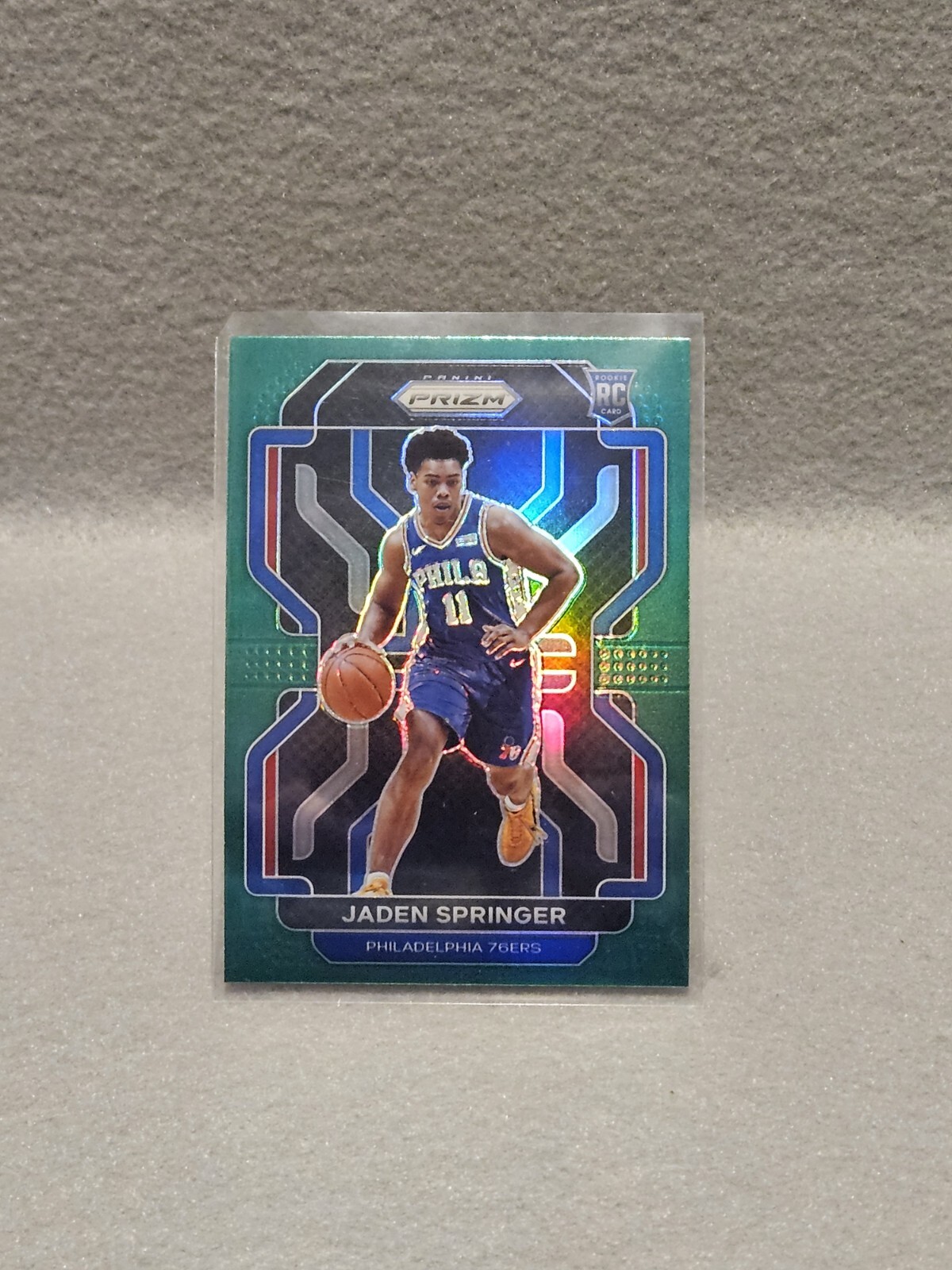 2021-22 Panini Prizm Jaden Springer "Green Prizm" Rookie Card #317 76ers RC