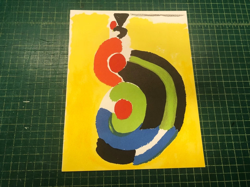 SONIA DELAUNAY Composición para XXieme Siecle 12,25" x 9,5" Litografía 1972 Expr Foto 2 de 4