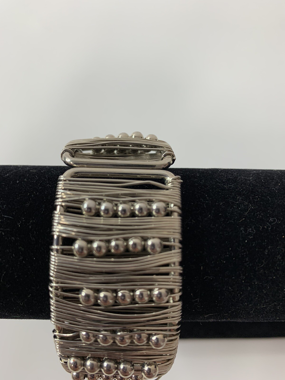 Cuff Hinged Wired Bracelet Silvertone - image 2