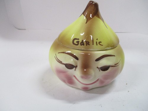DeForest of California Anthropomorphic Garlic Jar Hand Painted VTG Kitchen