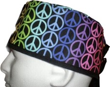 Colorful Peace Signs Scrub Hat Chemo Cap