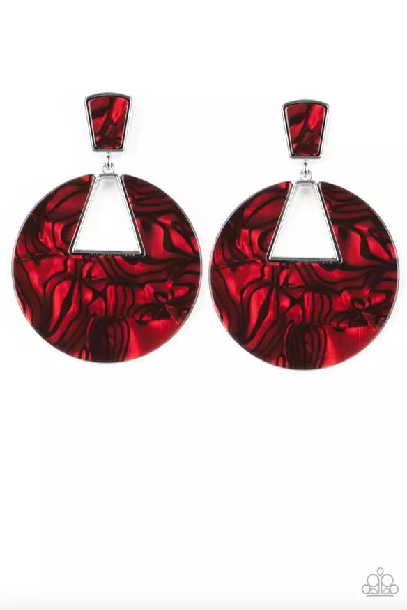 Paparazzi Let Heir Rip RED Acrylic Post Back Earrings NWT