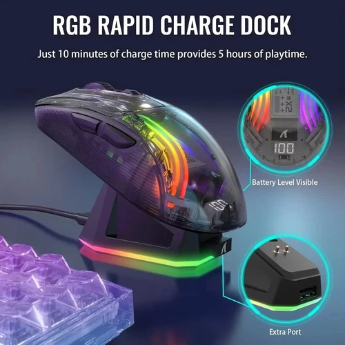 ATTACK SHARK X2 Pro Wireless Gaming Mouse RGB 4000DPI Transparent Triple Mode