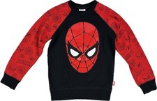 Disney Store Kids Red Black Long Sleeve Crew Marvel Spider Man Sweatshirt Sz 7/8