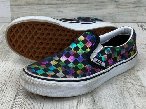 vans slip on iridescent checkerboard