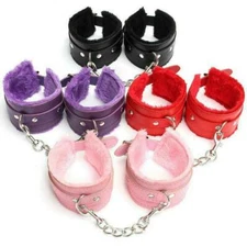 Fuzzy Handcuffs FAST-SHIPPING Vegan Leather