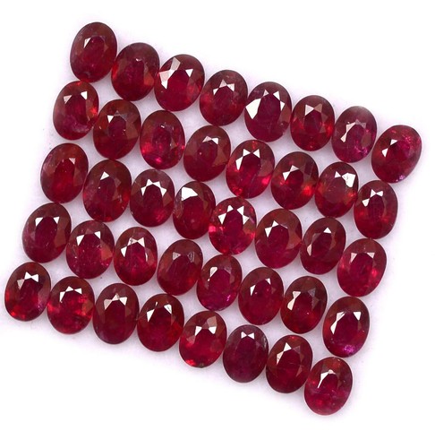 4x3 mm Natural Ruby Oval Cut Lot 10 Pcs 1.91 CTS Faceted Loose Gemstones - Picture 2 of 3