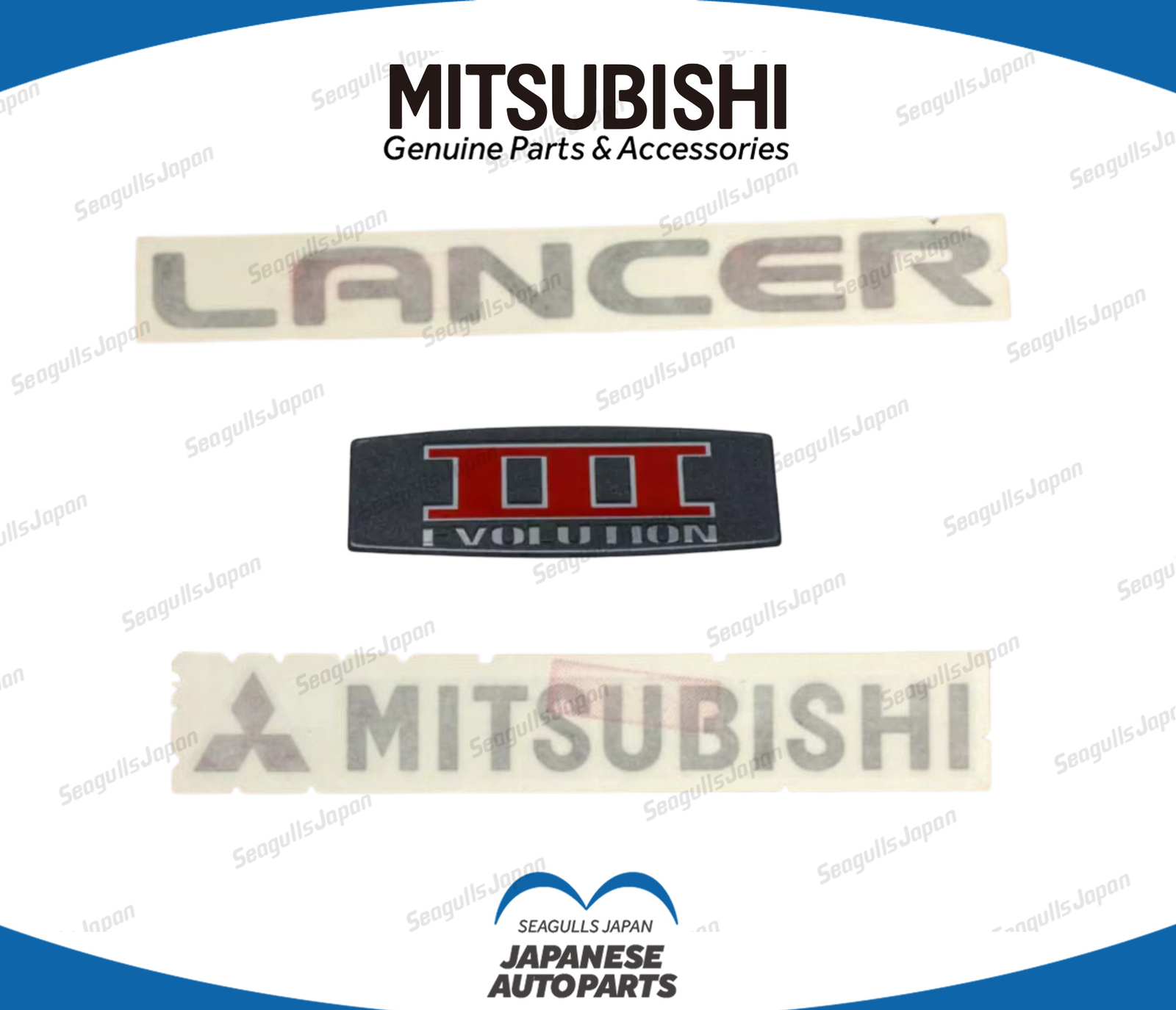 MITSUBISHI Genuine OEM LANCER EVOLUTION EVO3 CE9A Rear Emblem Decal 3 Set Parts