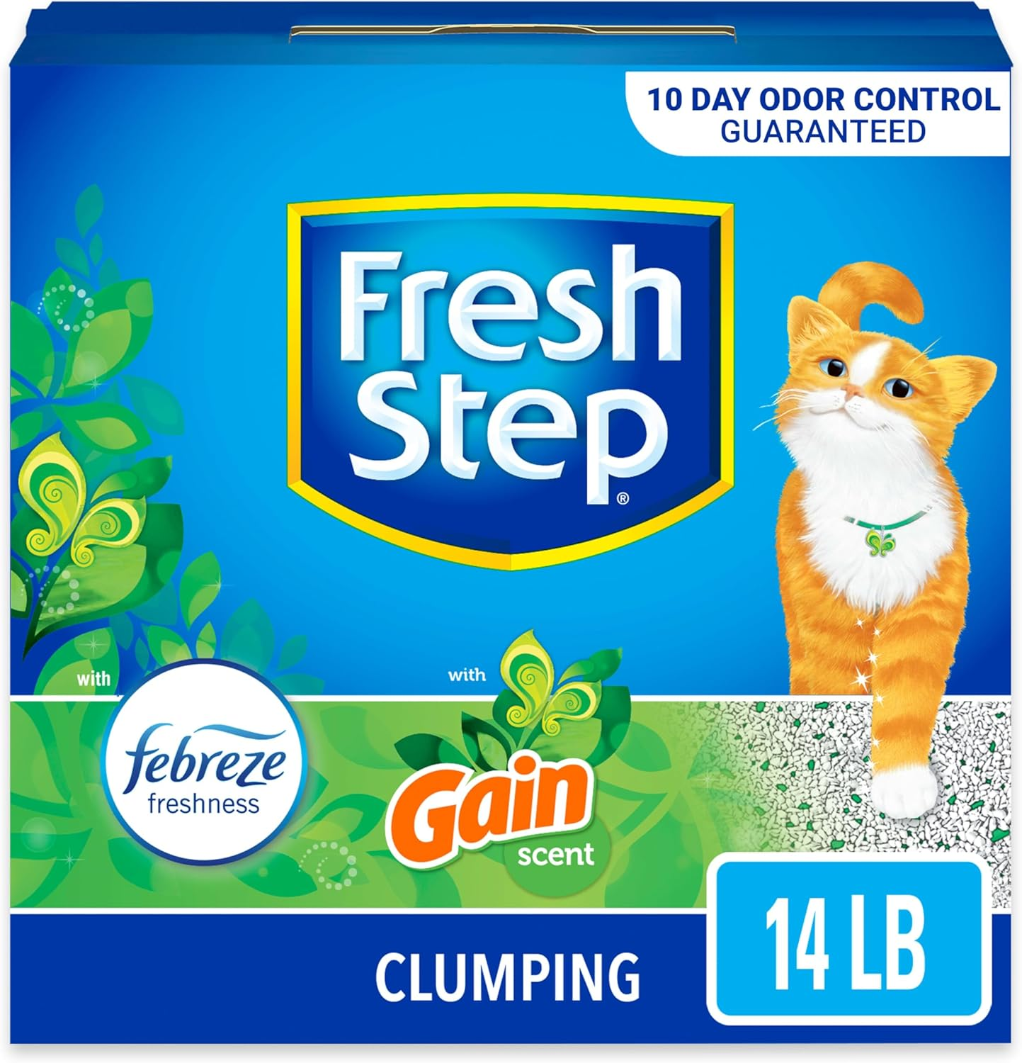 14LB Fresh Step Cat Litter with Febreze & Gain Scent - 10-Day Odor Control