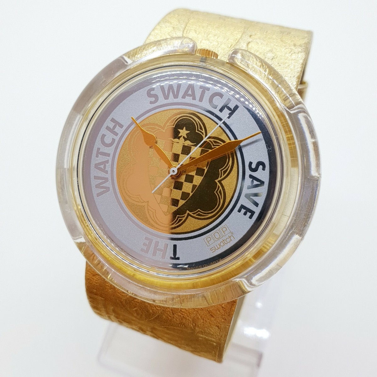 1991 Swatch Save the Watch Rare Pop Swatch Watch, Gold Swiss