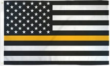 Thin Gold Line Flag 3x5 Goldline House Flag Support Police Dispatch EMS Dispatch