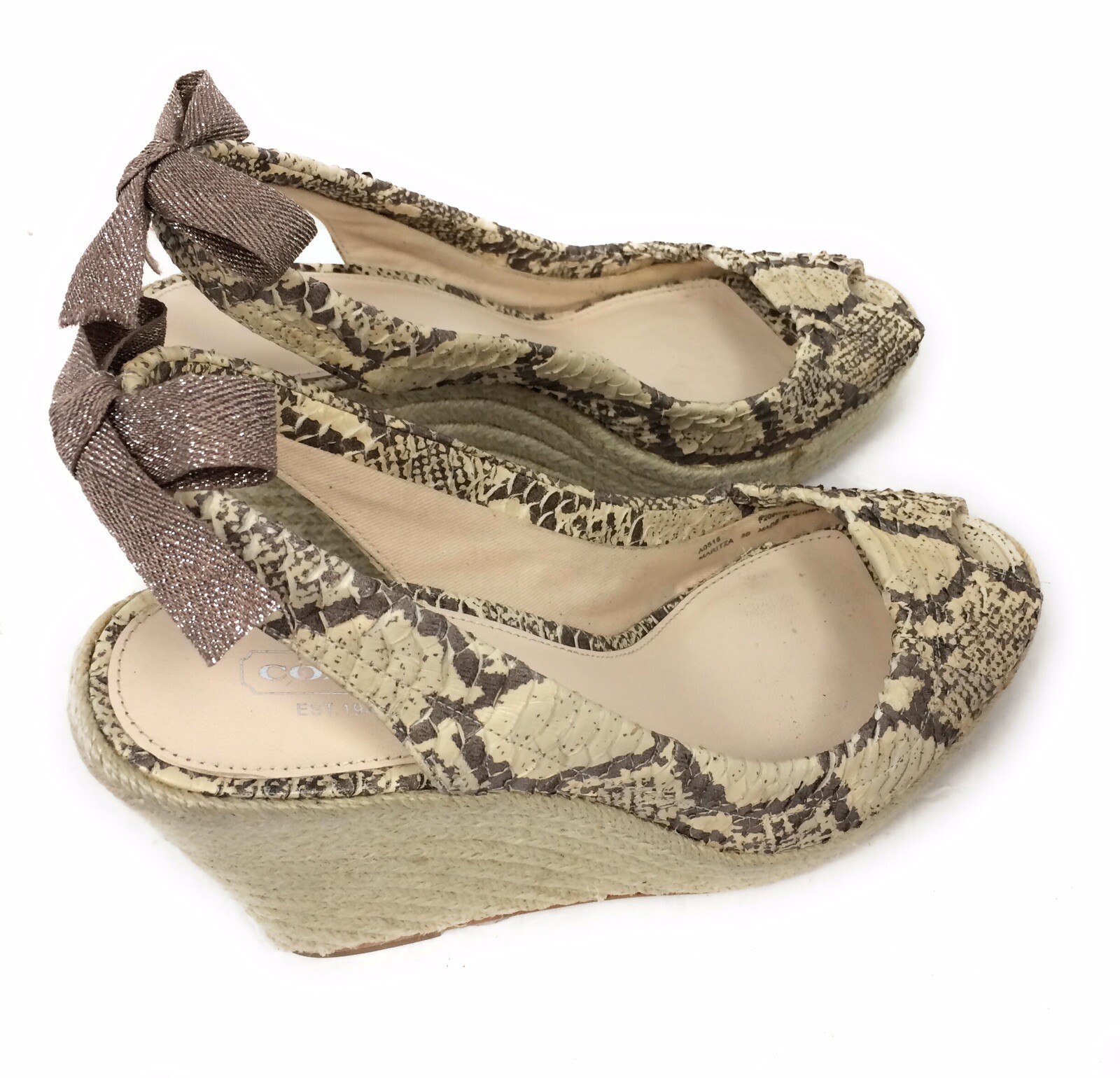 Coach Maritza Python Leather Espadrille Platform … - image 2