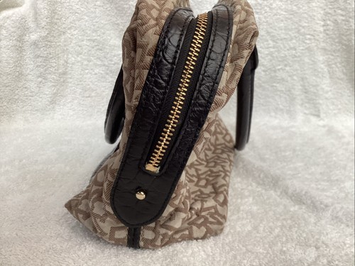 Womens DKNY Brown Leather & Canvas Monogram Top Handle Handbag With Dust Bag - Picture 5 of 13