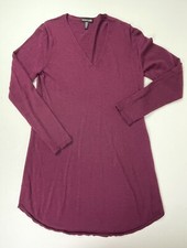 Eileen Fisher 100% Wool Italian Yarn Burgundy Knit Sweater Dress Petite Small EC