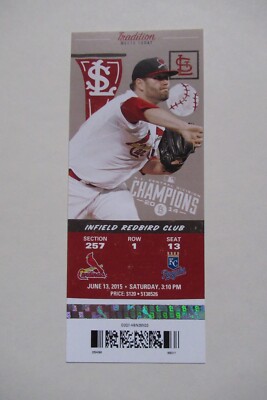 ST. LOUIS CARDINALS VS ROYALS 6/13/2015 FULL TICKET ~ GORDON/PEREZ/RENOLDS HRS