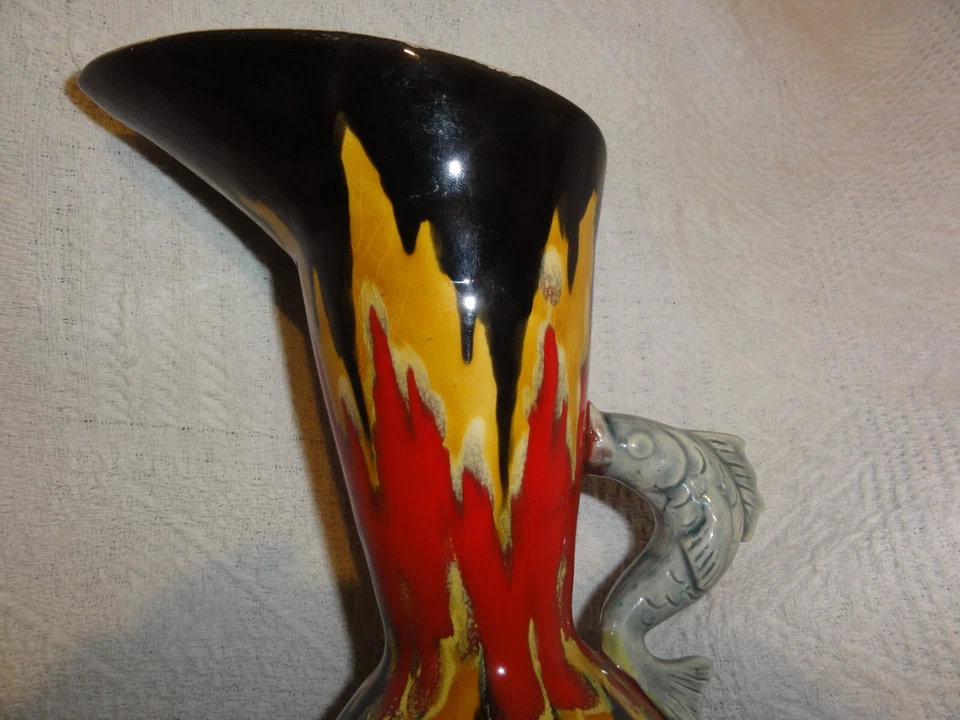 ANCIEN PICHET VINTAGE VALLAURIS DESIGN 50/60 ?A IDENTIFIER POIGNEE FORME POISSON - Photo 2/4