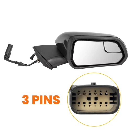For Ford Mustang 2015-2020 Front Right Black Passenger Side Power Mirror 3 Pin