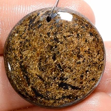 Natural Bronzite Round Shape Cabochon Drilled Gemstone 40 Ct. 24X24X5 mm A-31587
