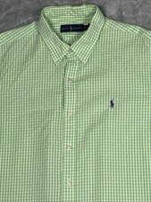 Polo Ralph Lauren Men  s Shirt XL Button Short Sleeve Green Gingham Check Pony