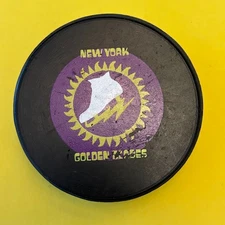 1973-74 WHA New York Golden Blades Official Game Puck on Biltrite Slug WHA Back