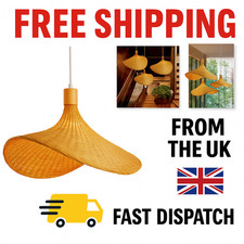 Handmade Bamboo Ceiling Light Natural Rattan Pendant Lamp Hanging Shade 30cm