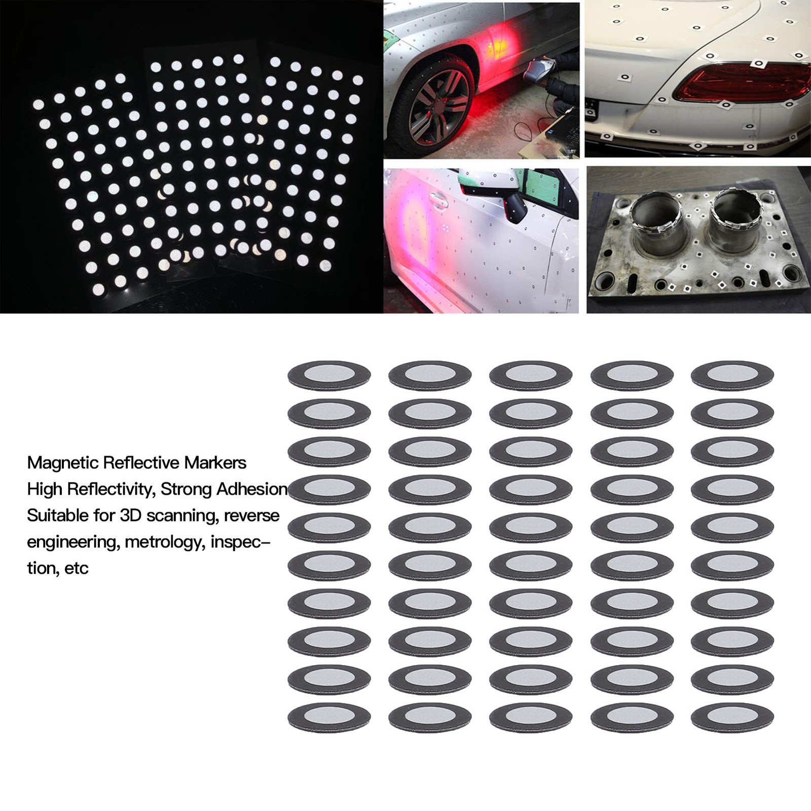 150PCS 3D Scanning Reflective Dot Magnetic Targets Reference Point Markers For