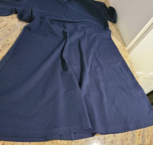 New! Lands End Womens Size L Navy Blue Polo Dress Short Sleeve Knee Length - Picture 5 of 13