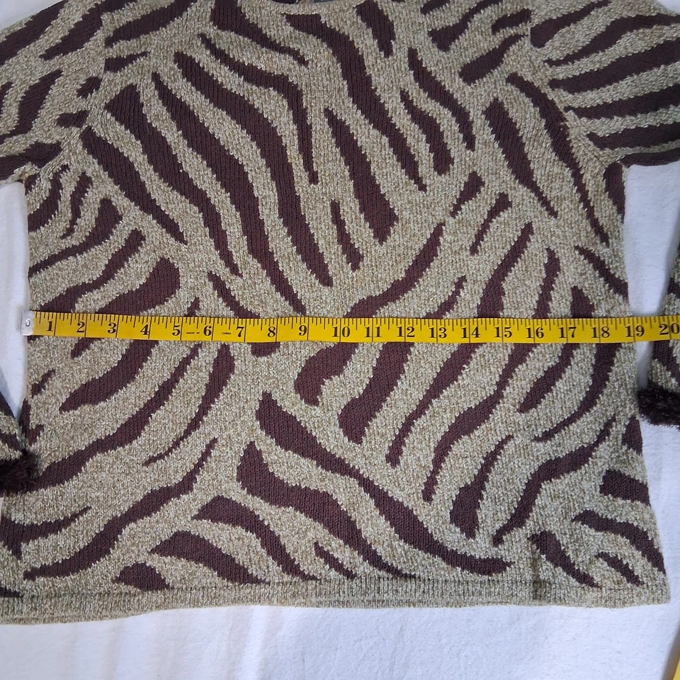 Suéter de Colección Northern Isles Mezcla de Lino Seda Estampado de Cebra Imitación Piel Puño Talla S Foto 3 de 4