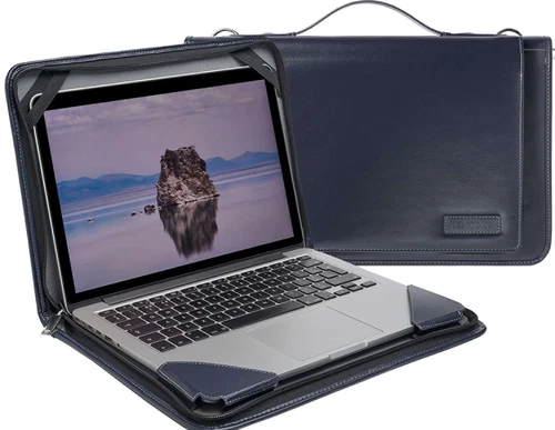 Broonel Blue Leather Laptop Case For Dell Chromebook 3400 11.6" Laptop
