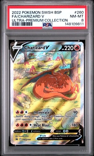 2022 POKEMON SWSH BLACK STAR PROMO #260 FULL ART/CHARIZARD V PSA 8