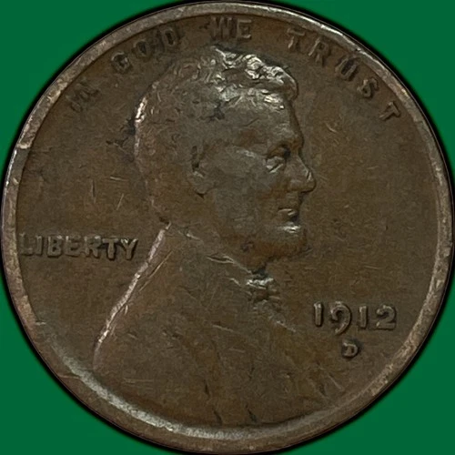 1912-D Lincoln Wheat Cent Very Fine VF Coin #37496