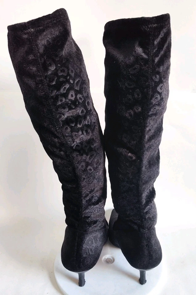 Donald J Pilner острый носок Luca эластичной черный бархат гепард печать ботинки 7,5 винтажный - Изображение 3 из 4