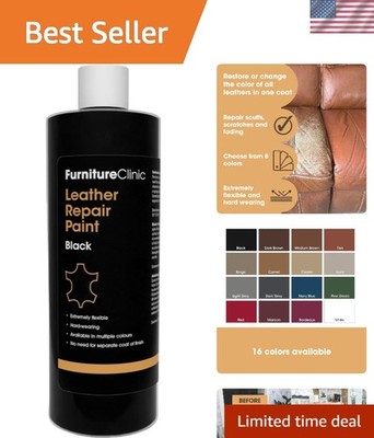 Luxury Leather Repair Paint: 2-in-1 Seal & Color for Quick Restorations - Bla...