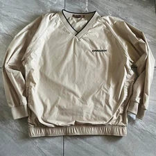 Harriton Men's Beige V-Neck Windbreaker Pullover - Size L