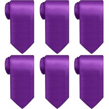 Solid Satin Pure Color Ties Set Men Necktie for Business Formal 6 Purple