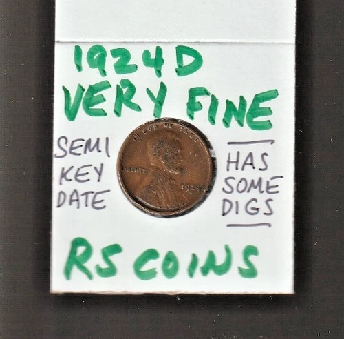 1924D   VERY FINE   LINCOLN CENT   (some digs) /  RS COINS #31D  FREE SHIP