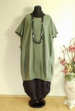 158 C ° Überweite Ballon Tunika Kleid Tasche Baumwolle Army Grün Einheitsgröße