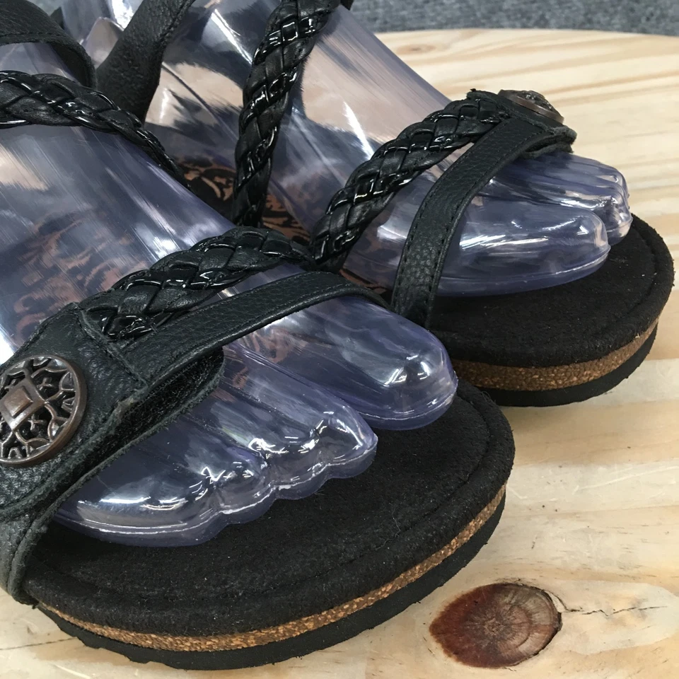 NUEVAS Sandalias Aetrex Para Mujer 5.5 Jillian Trenzadas Cuarto Correa Cordones Negras Foto 4 de 4